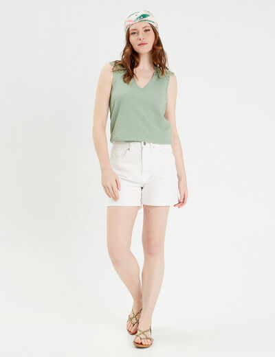 Débardeur dos crochet vert olive femme