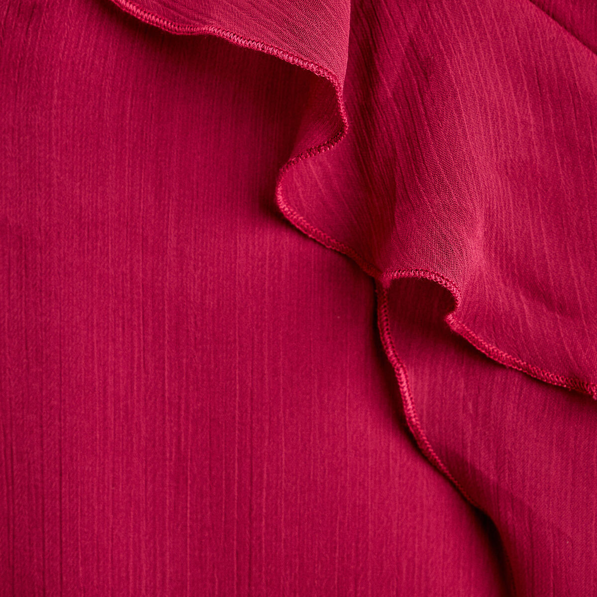 Robe longue évasée volants bordeaux femme