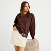 Jupe-short &eacute;vas&eacute;e velours ceinture ecru femme