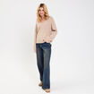 Pull avec col en V beige femme
