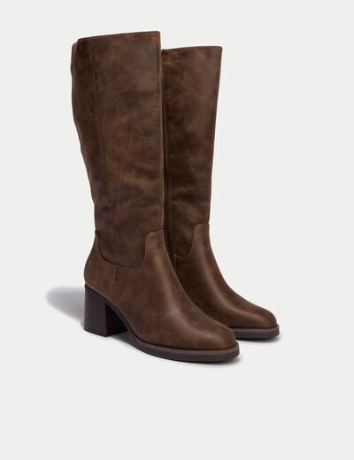 Bottes &agrave; talon marron femme
