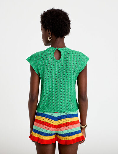 D&eacute;bardeur ajour&eacute; vert femme