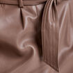Short droit simili cuir taupe femme