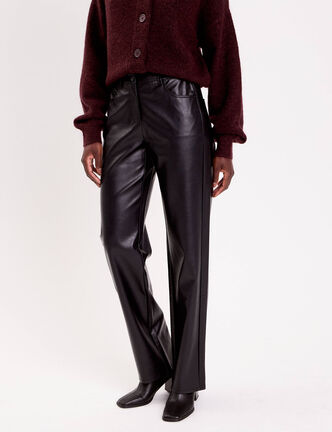 Pantalon droit similicuir noir femme
