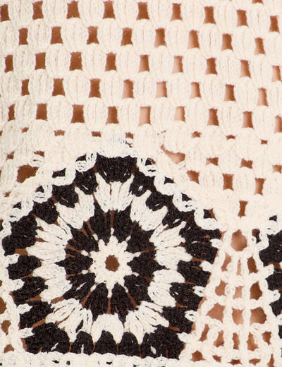 Pull effet crochet beige femme