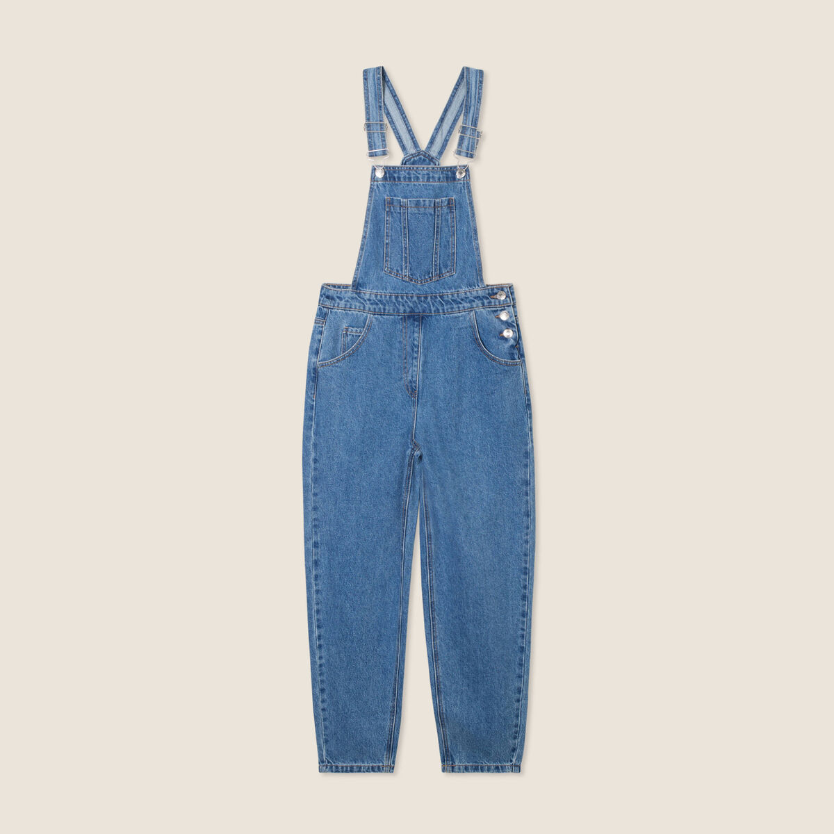 Salopette mom en jean denim stone femme