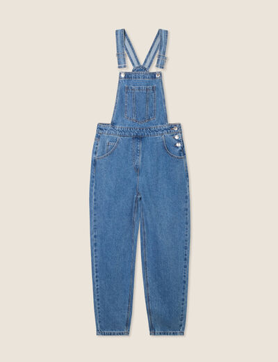 Salopette mom en jean denim stone femme