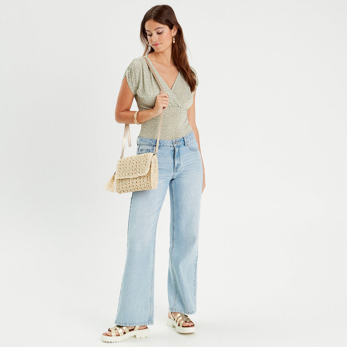 Blouse manches courtes vert femme
