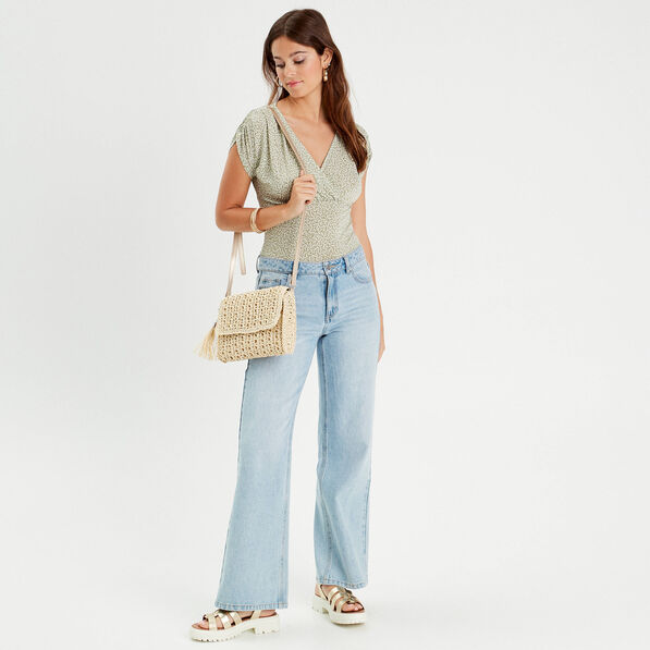 Blouse manches courtes vert femme