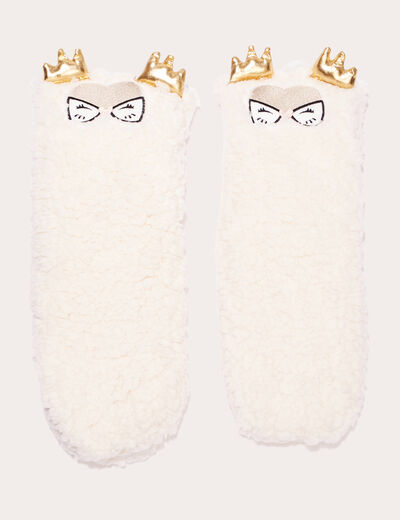 Chaussettes d'intérieur ecru femme