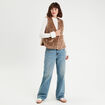 T-shirt poignets fourrure ecru femme