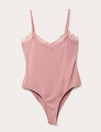 Body avec dentelle vieux rose femme