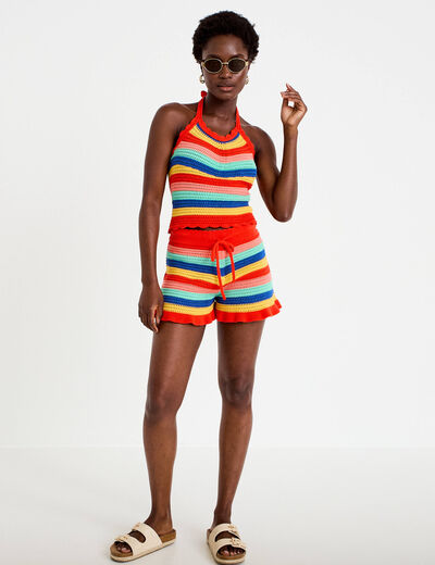 D&eacute;bardeur dos nu en crochet rouge femme