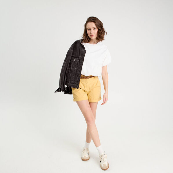 short chino ceinture jaune clair femme Short chino ceinturé jaune clair femme