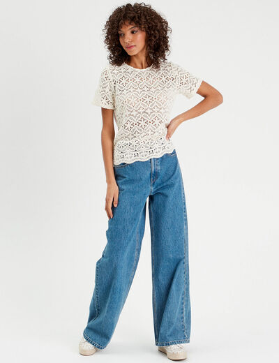 T-shirt manches courtes ecru femme