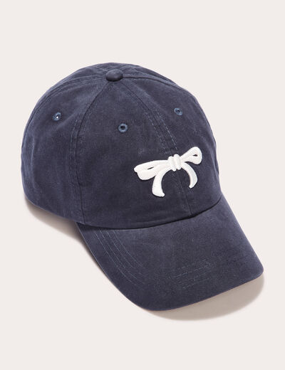 Casquette détails brodés bleu marine femme
