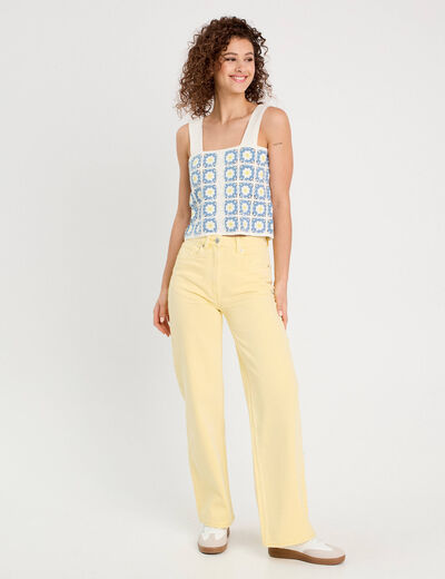 Débardeur effet crochet blanc femme