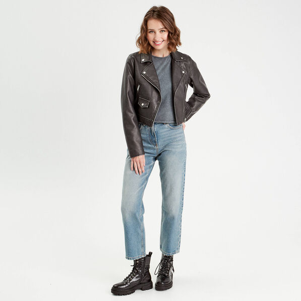 Veste biker simili cuir noir femme