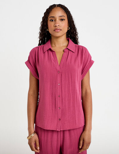 Blouse manches courtes prune femme