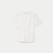 Blouse plastron brod&eacute; manches courtes ecru femme