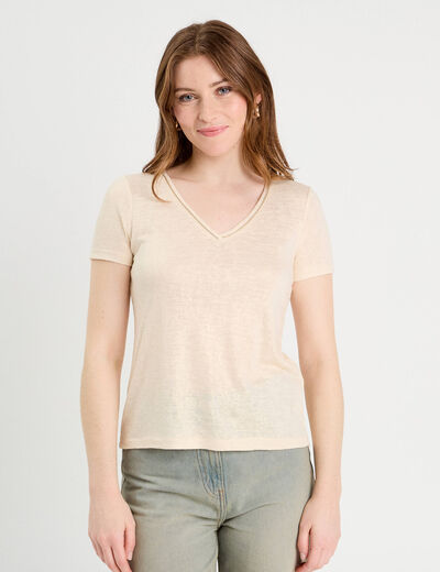 T-shirt manches courtes irisé couleur or femme
