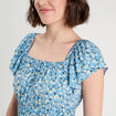 Robe évasée manches courtes bleu femme