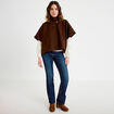 Poncho col am&eacute;ricain marron fonc&eacute; femme