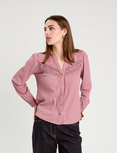 Blouse manches longues vieux rose femme