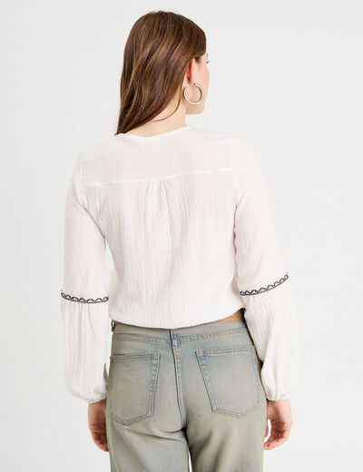 Blouse manches longues ecru femme