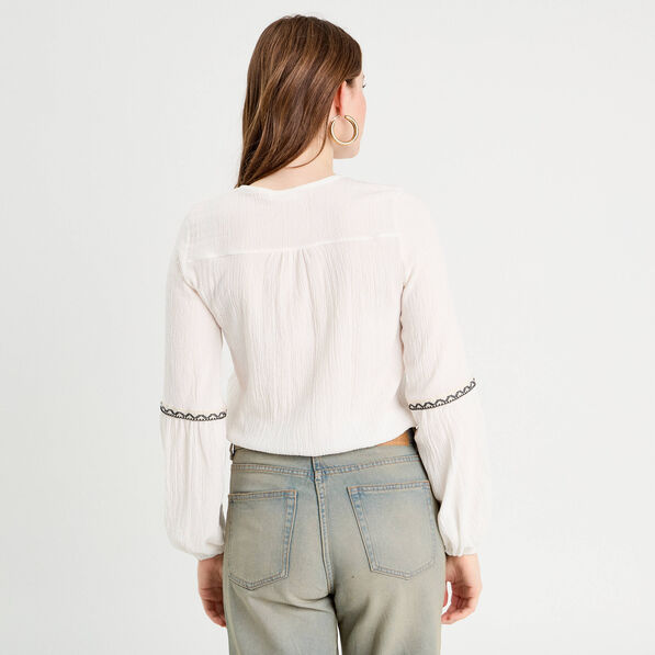 Blouse manches longues ecru femme