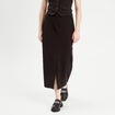 Jupe longue droite fendue noir femme