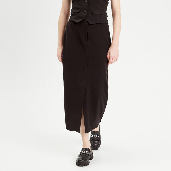 jupe longue droite fendue noir femme Jupe longue droite fendue noir femme
