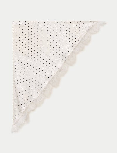 Foulard satin&eacute; avec dentelle ecru femme