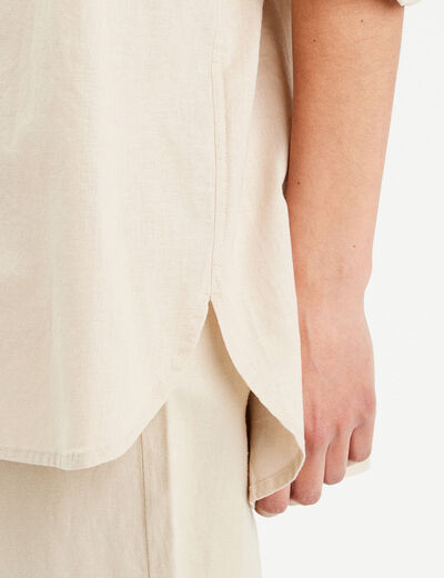 Chemise mélange lin beige femme