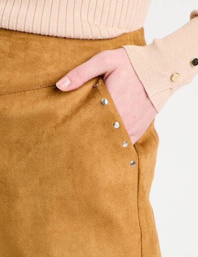 Short droit suédine camel femme