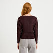 Top droit col bateau manches longues violet fonc&eacute; femme