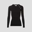 Pull côtelé avec boutons noir femme