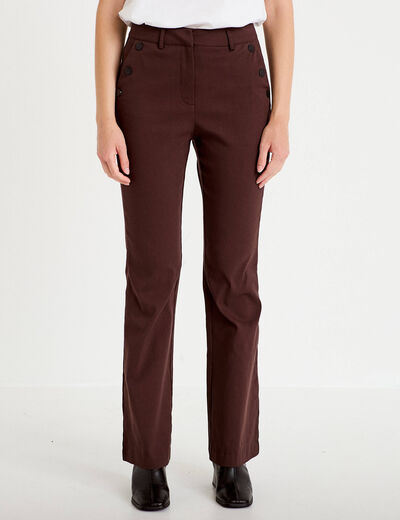 Pantalon bootcut &agrave; pont marron fonc&eacute; femme