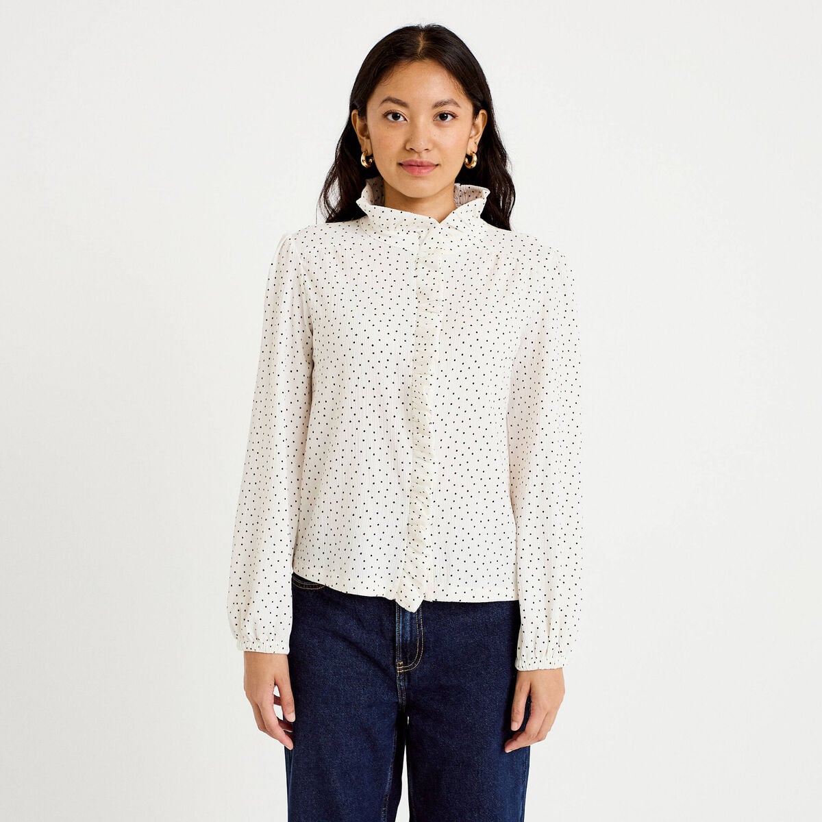 Blouse manches longues blanc femme