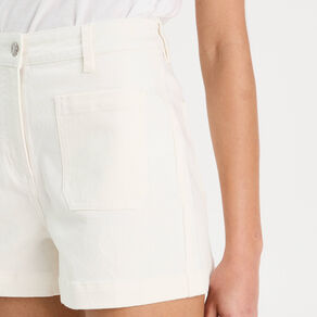 Short en jean droit blanc femme