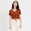 T-shirt manches courtes marron femme