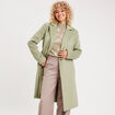 Manteau long droit ceintur&eacute; vert kaki femme