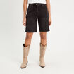 Bermuda large en jean denim noir femme