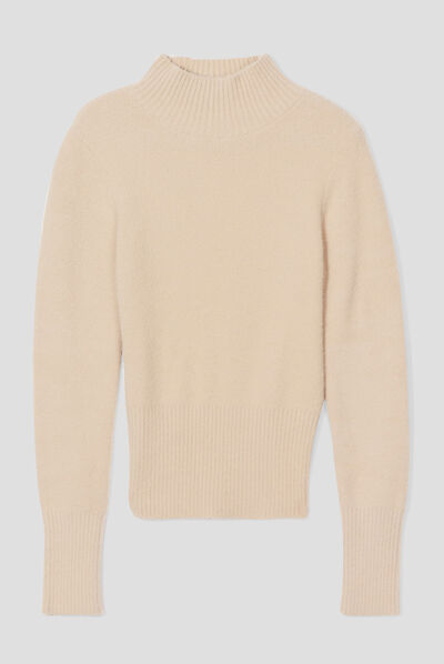 Pull avec col montant sable femme
