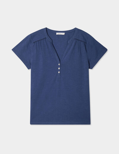 T-shirt manches courtes bleu foncé femme