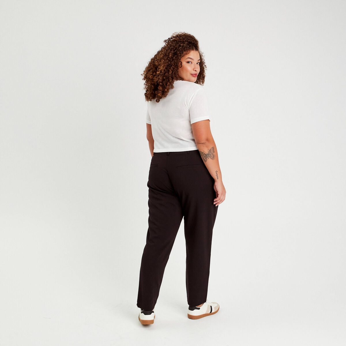 Pantalon paperbag fluide noir femme