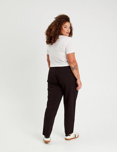 Pantalon paperbag fluide noir femme