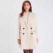 Manteau droit boutonné beige femme