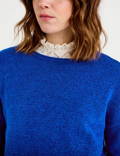 Pull manches longues bleu electrique femme