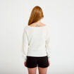 Pull col bateau manches longues ecru femme